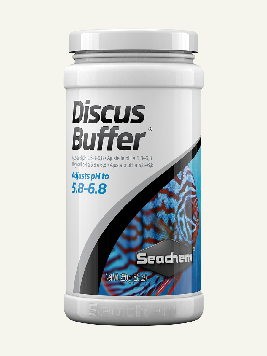 Discus Buffer: Es un acondicionador especialmente formulado para recrear las condiciones óptimas del hábitat de los peces disco, caracterizado por un bajo pH y una baja dureza general (GH).